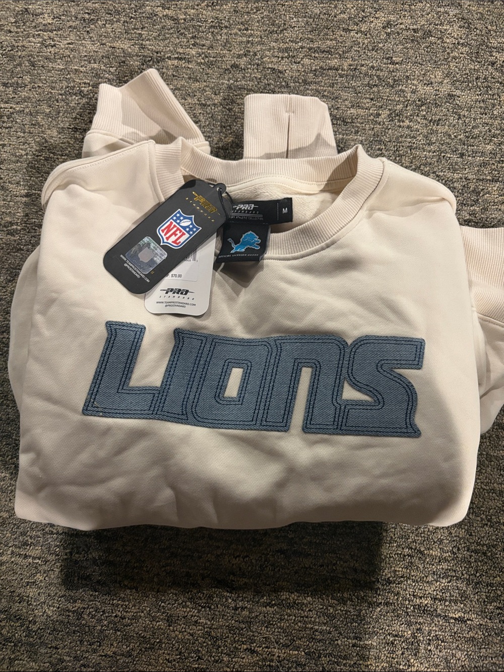 NFL Detroit Lions Cream Sweatshirt with Blue Logo